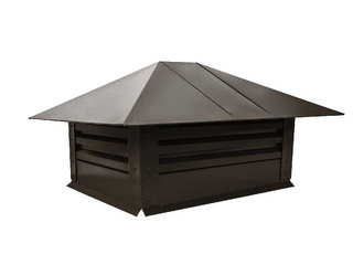 Дымник на трубу с жалюзи 520х390мм 0,5 GreenCoat Pural BT с пленкой RR 32 темно-коричневый (RAL 8019 серо-коричневый)